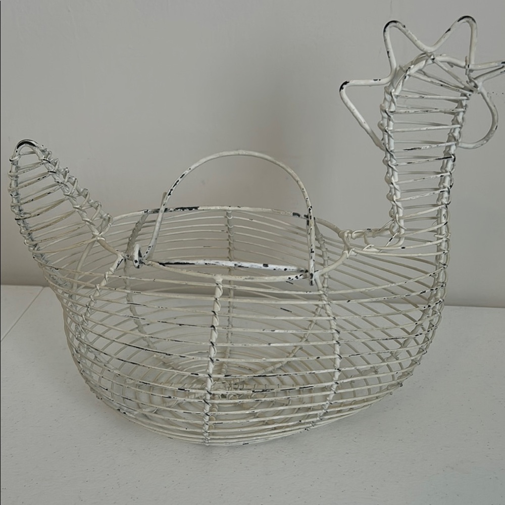 White Wire Chicken Basket